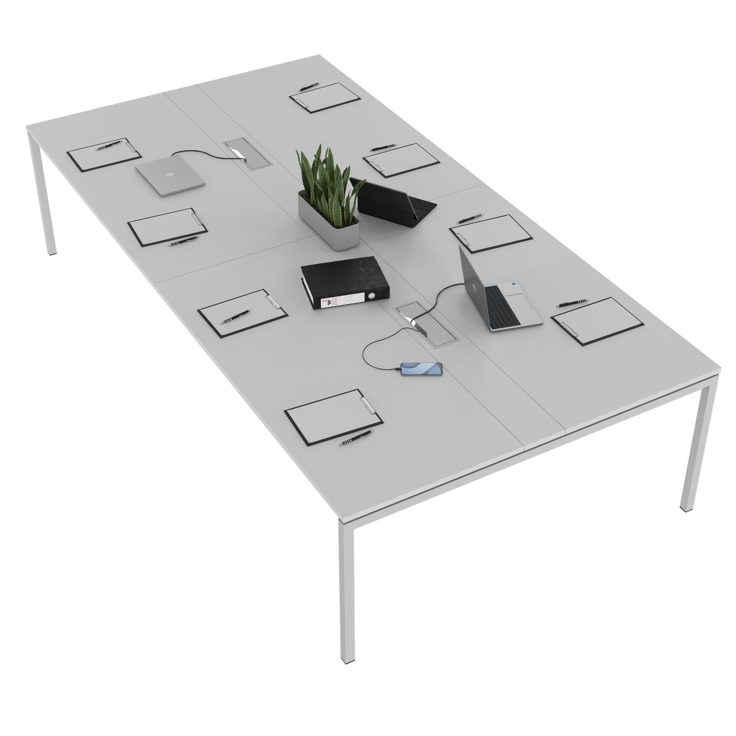 NOVA Conference table | 3200 x 1640 mm (10 - 12 people), electrified, pearl gray