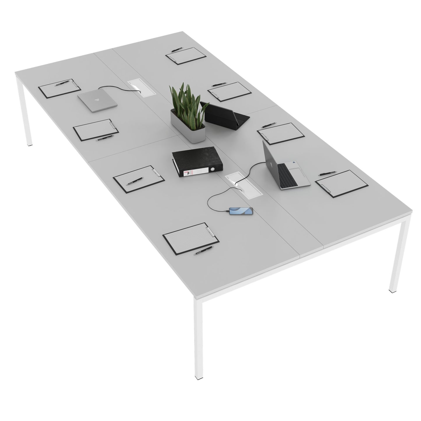 NOVA Conference table | 3200 x 1640 mm (10 - 12 people), electrified, pearl gray