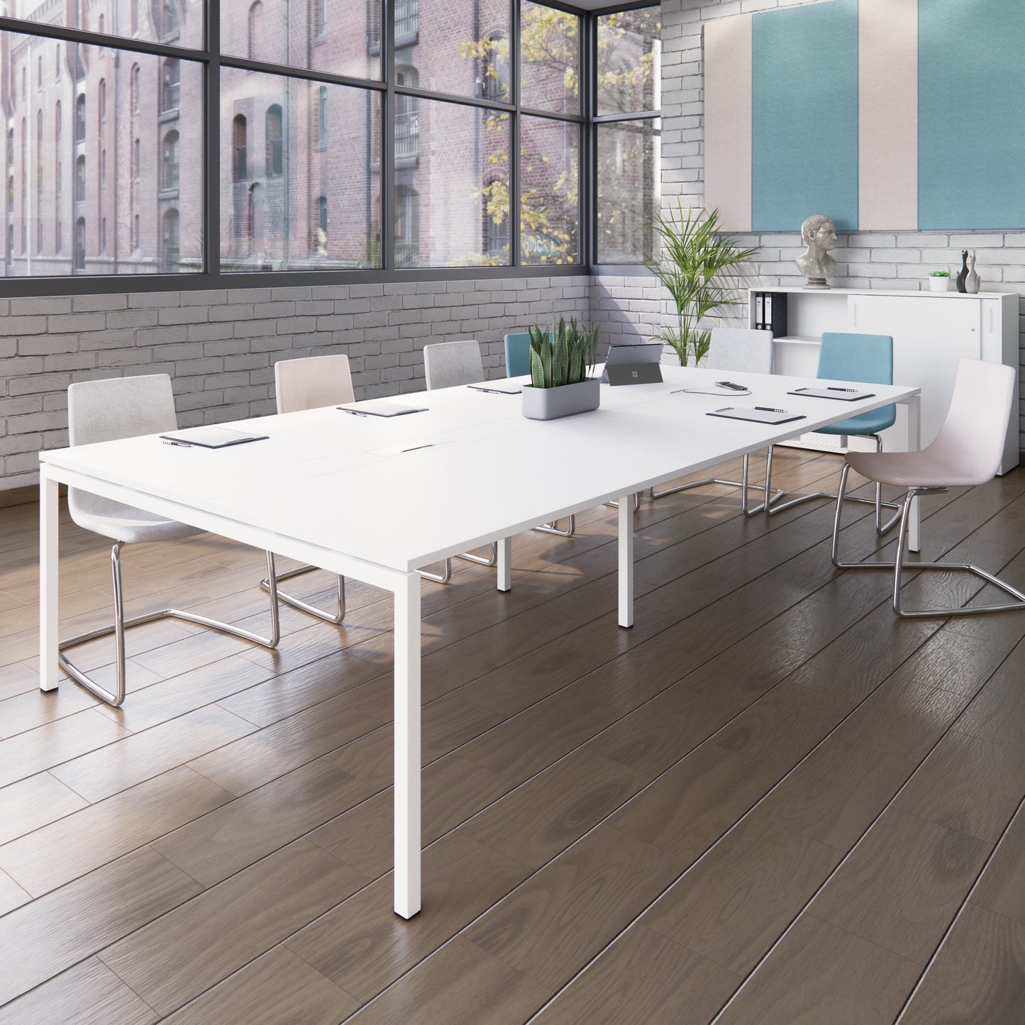 NOVA Conference table | 3200 x 1640 mm (10 - 12 people), electrified, white