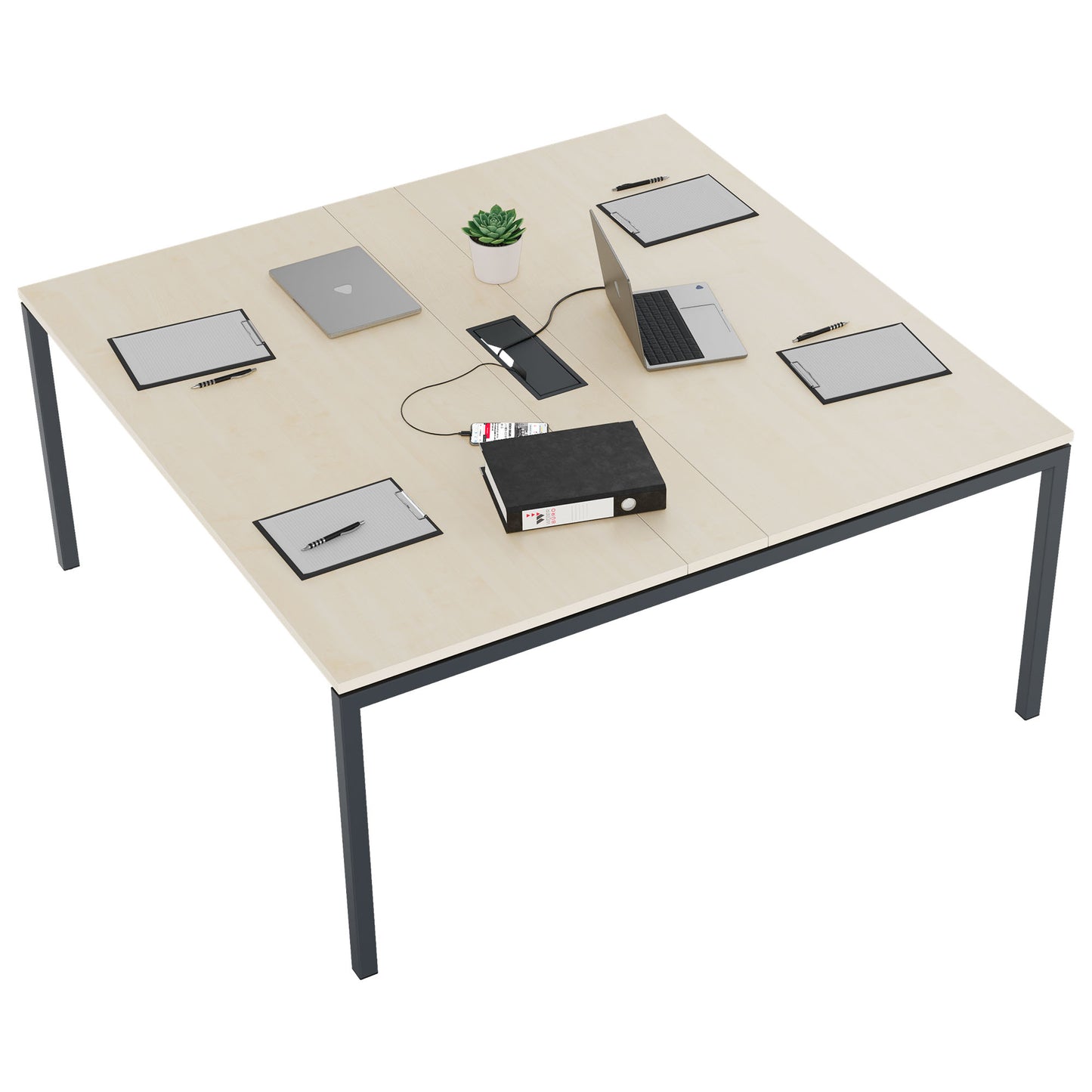 NOVA Conference table | 1600 x 1640 mm (6 - 8 people), electrified, maple