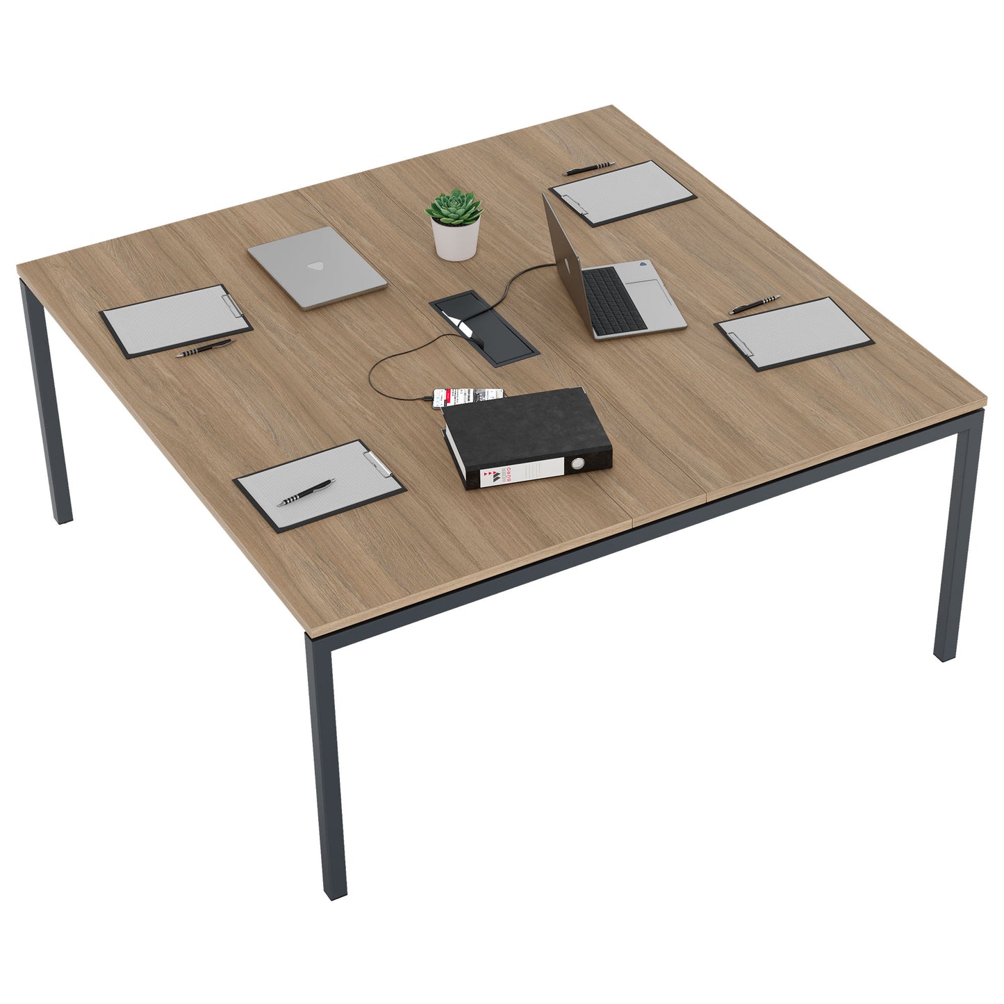 NOVA Conference table | 1600 x 1640 mm (6 - 8 people), electrified, amber oak