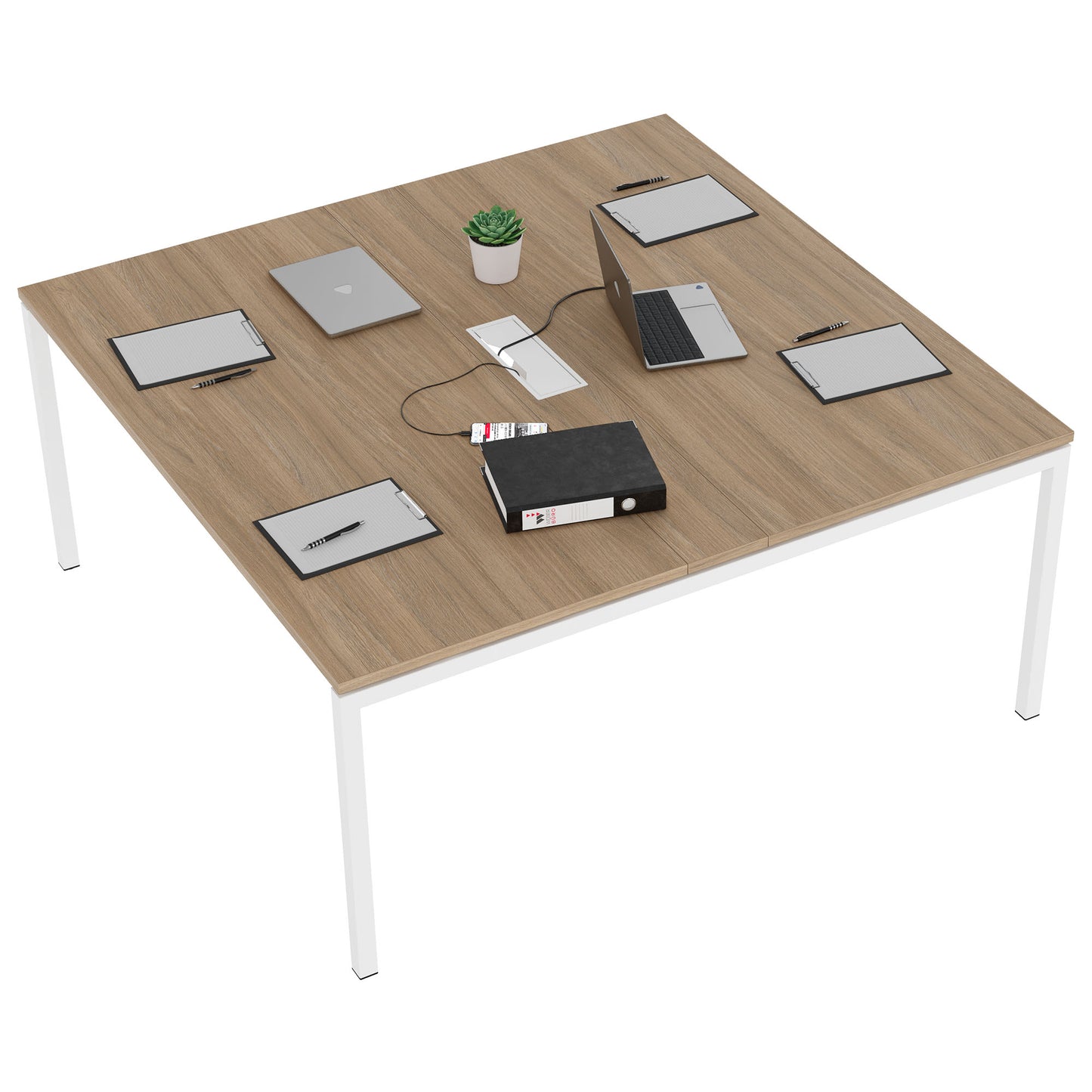 NOVA Conference table | 1600 x 1640 mm (6 - 8 people), electrified, amber oak