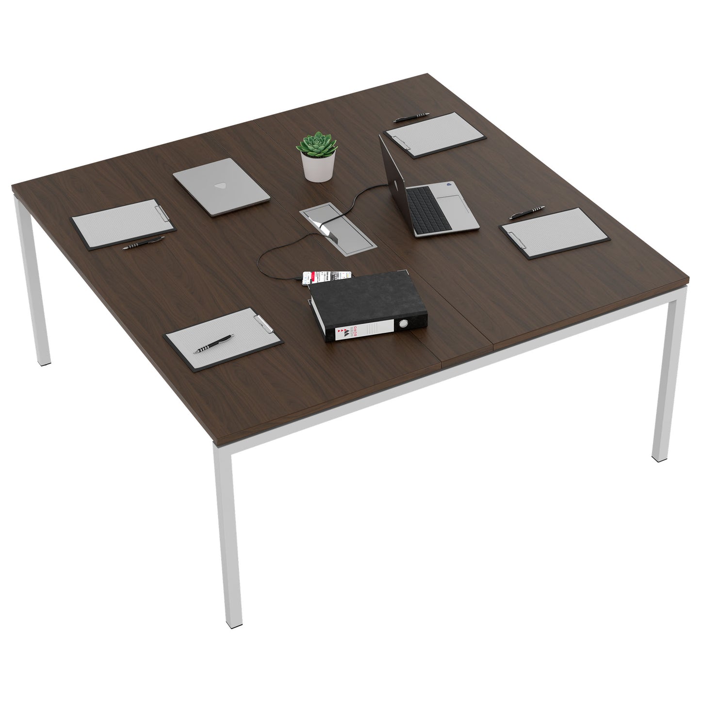 NOVA Konferenztisch | 1600 x 1640 mm (6 - 8 Personen), elektrifiziert, Nussbaum