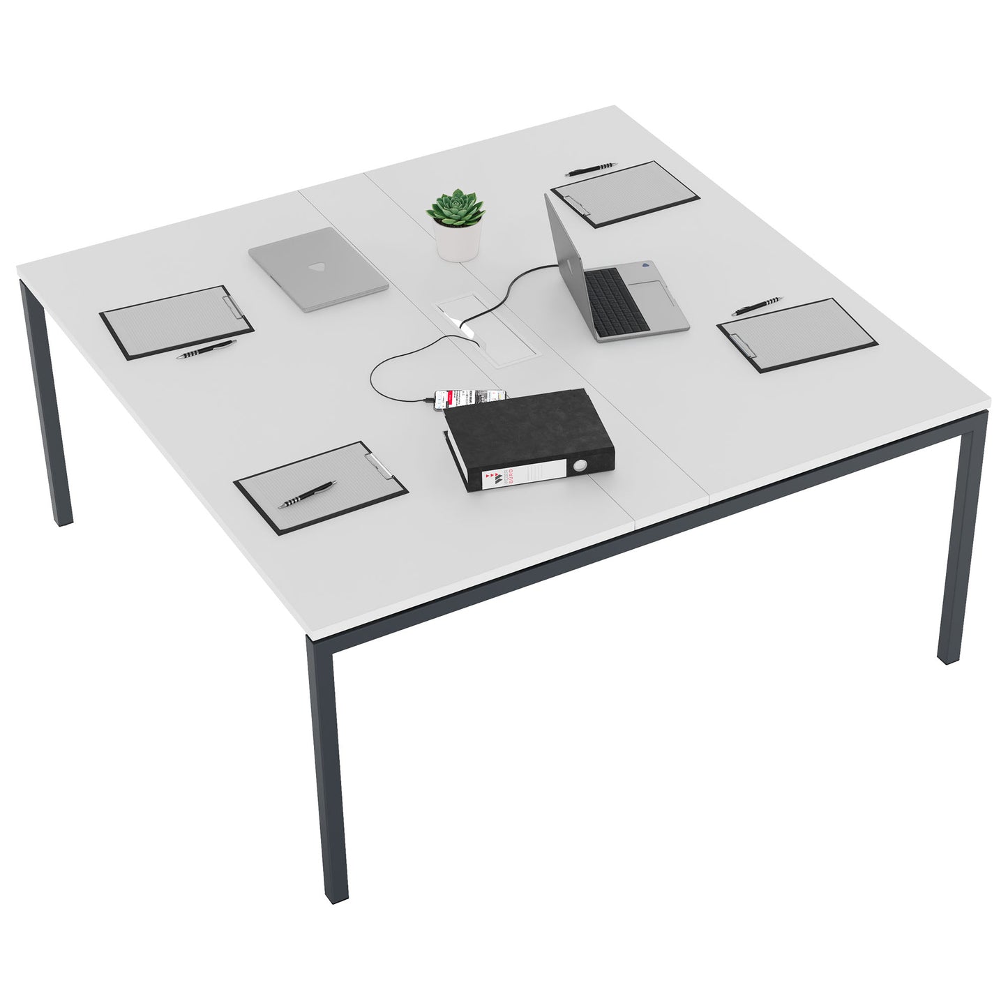 NOVA Konferenztisch | 1600 x 1640 mm (6 - 8 Personen), elektrifiziert, Weiß