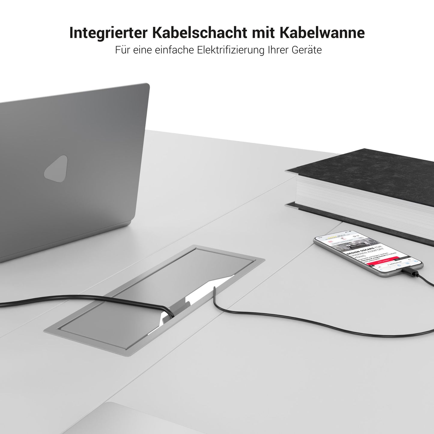 NOVA Konferenztisch | 1600 x 1640 mm (6 - 8 Personen), elektrifiziert, Weiß