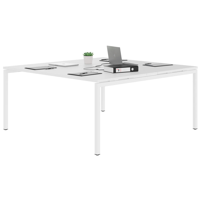 NOVA Konferenztisch | 1600 x 1640 mm (6 - 8 Personen), elektrifiziert, Weiß