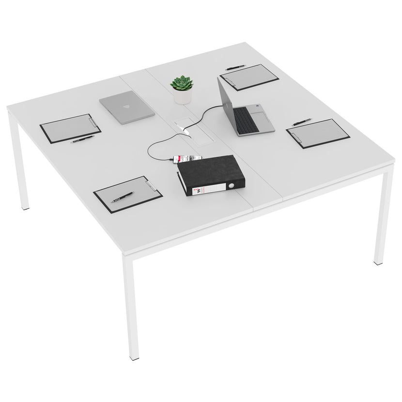NOVA Konferenztisch | 1600 x 1640 mm (6 - 8 Personen), elektrifiziert, Weiß