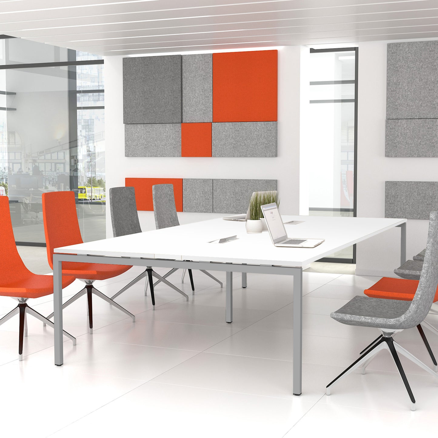 NOVA Conference table | 3200 x 1640 mm (10 - 12 people), electrified, white