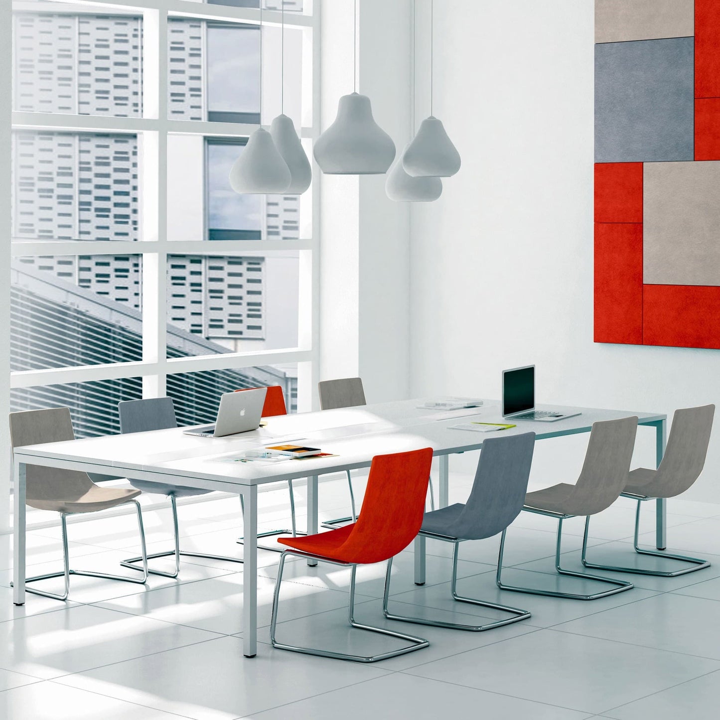 NOVA Conference table | 3200 x 1640 mm (10 - 12 people), electrified, white
