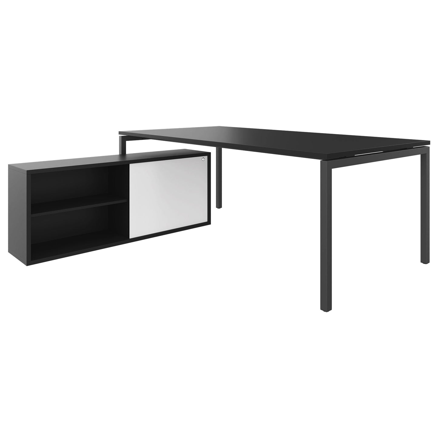 NOVA U Chefschreibtisch mit Lowboard | 2000 x 1382 mm, Anthrazit