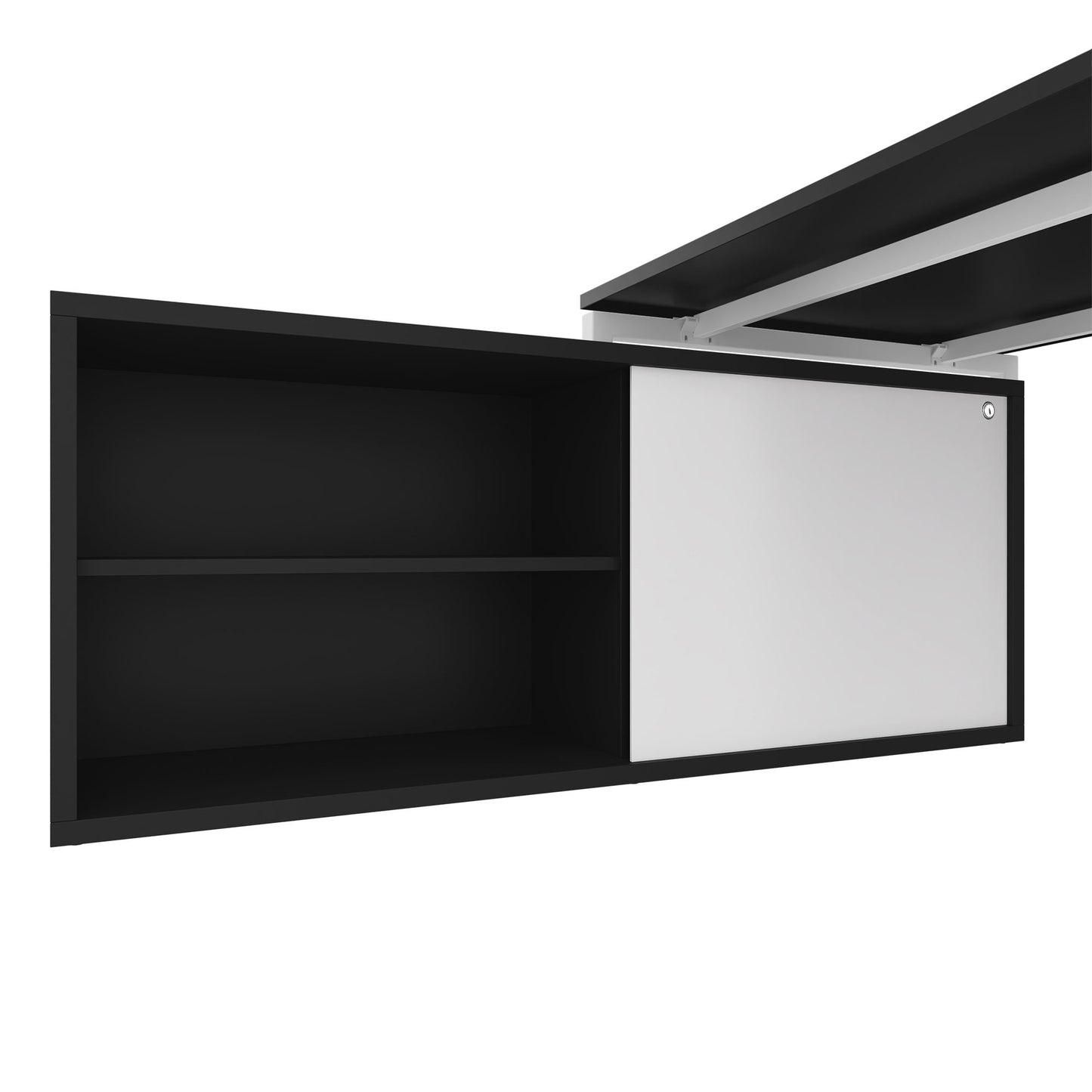 NOVA U Chefschreibtisch mit Lowboard | 2000 x 1382 mm, Anthrazit