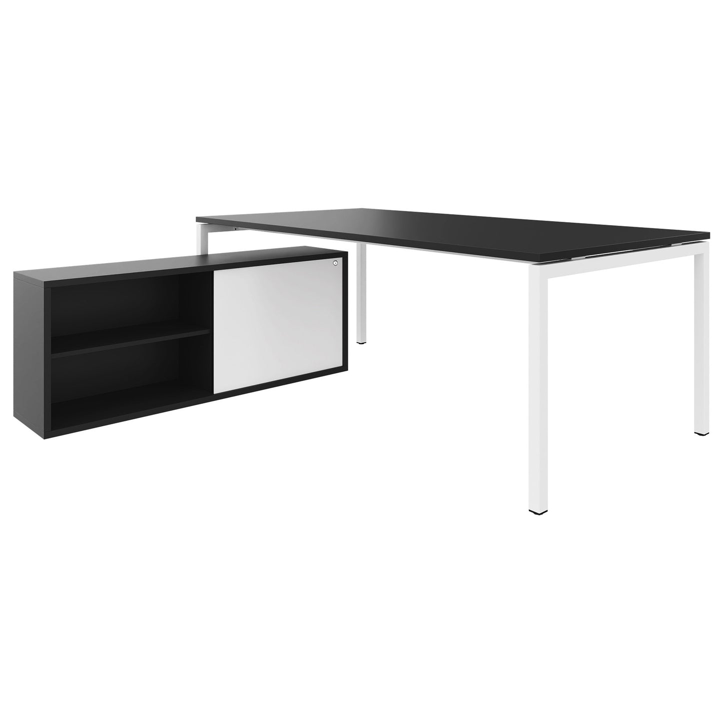 NOVA U Chefschreibtisch mit Lowboard | 2000 x 1382 mm, Anthrazit
