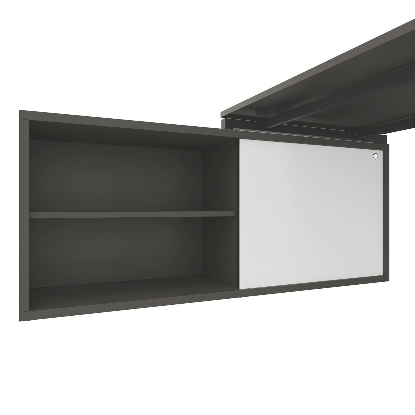 NOVA U Chefschreibtisch mit Lowboard | 2000 x 1382 mm, Cubanitgrau