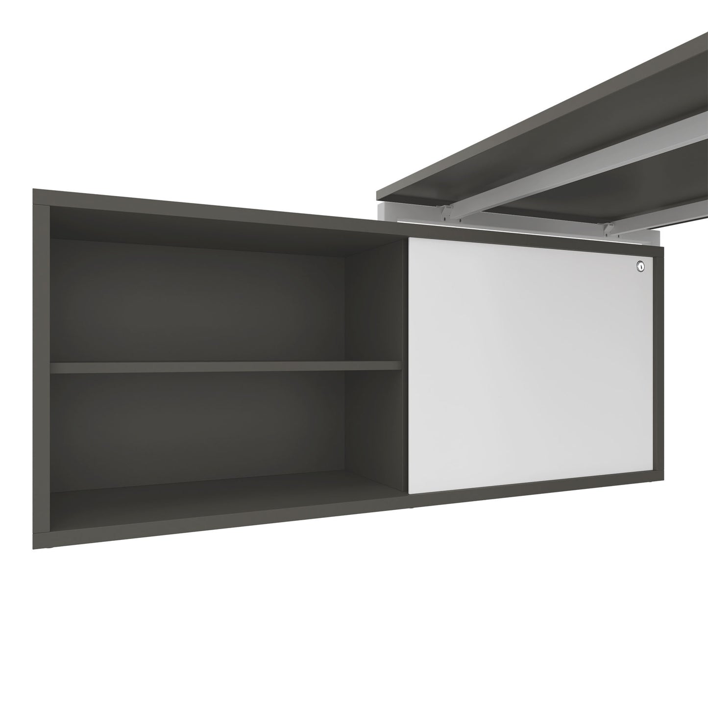 NOVA U Chefschreibtisch mit Lowboard | 2000 x 1382 mm, Cubanitgrau