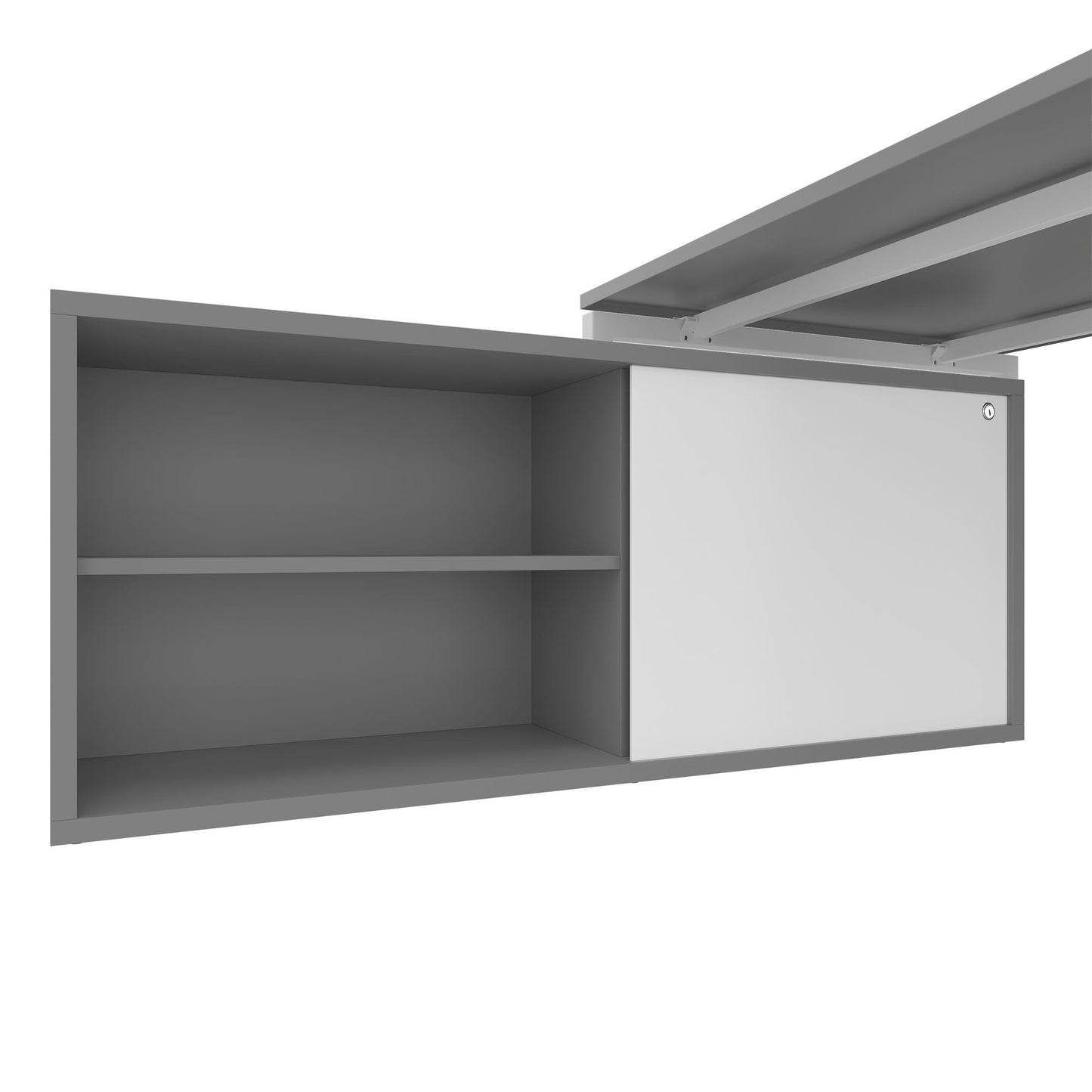 NOVA U Chefschreibtisch mit Lowboard | 2000 x 1382 mm, Perlgrau
