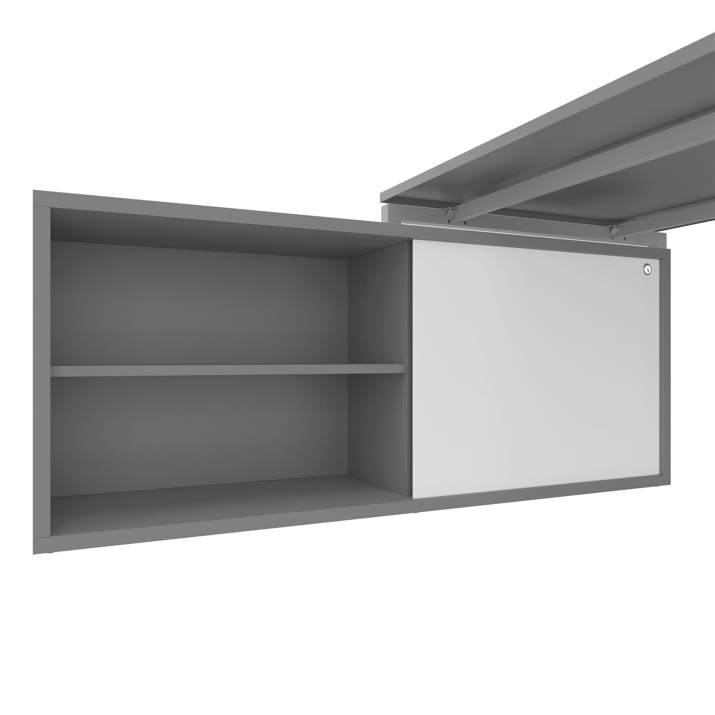 NOVA U Chefschreibtisch mit Lowboard | 2000 x 1382 mm, Perlgrau