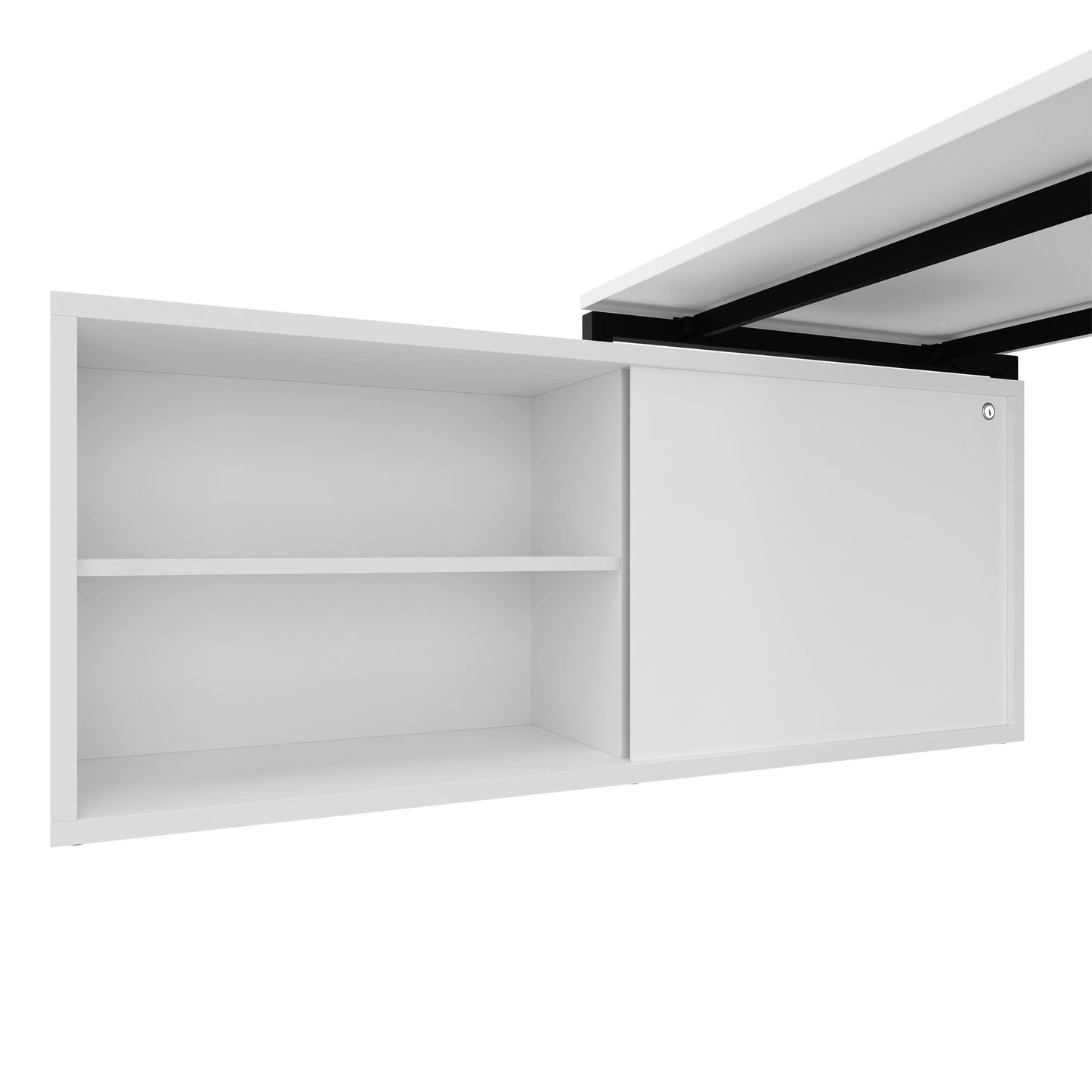 NOVA U Chefschreibtisch mit Lowboard | 2000 x 1382 mm, Weiß