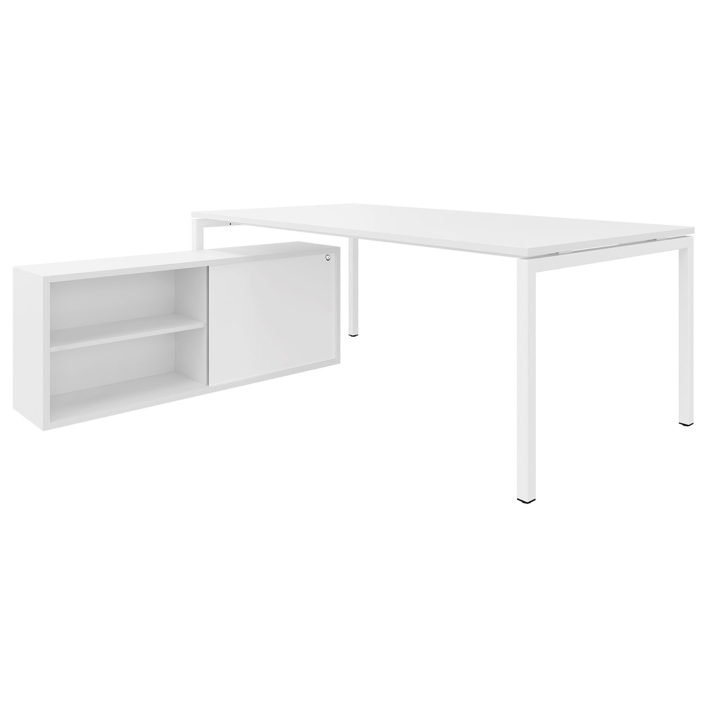 NOVA U Chefschreibtisch mit Lowboard | 2000 x 1382 mm, Weiß