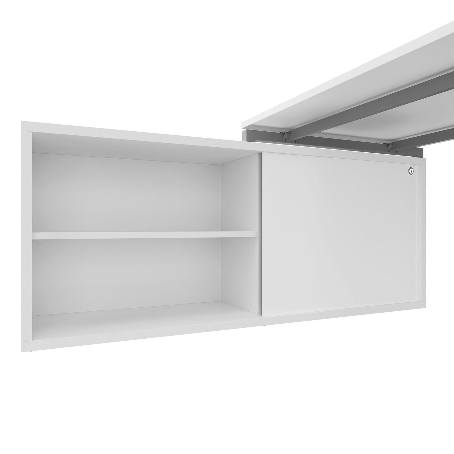 NOVA U Chefschreibtisch mit Lowboard | 2000 x 1382 mm, Weiß
