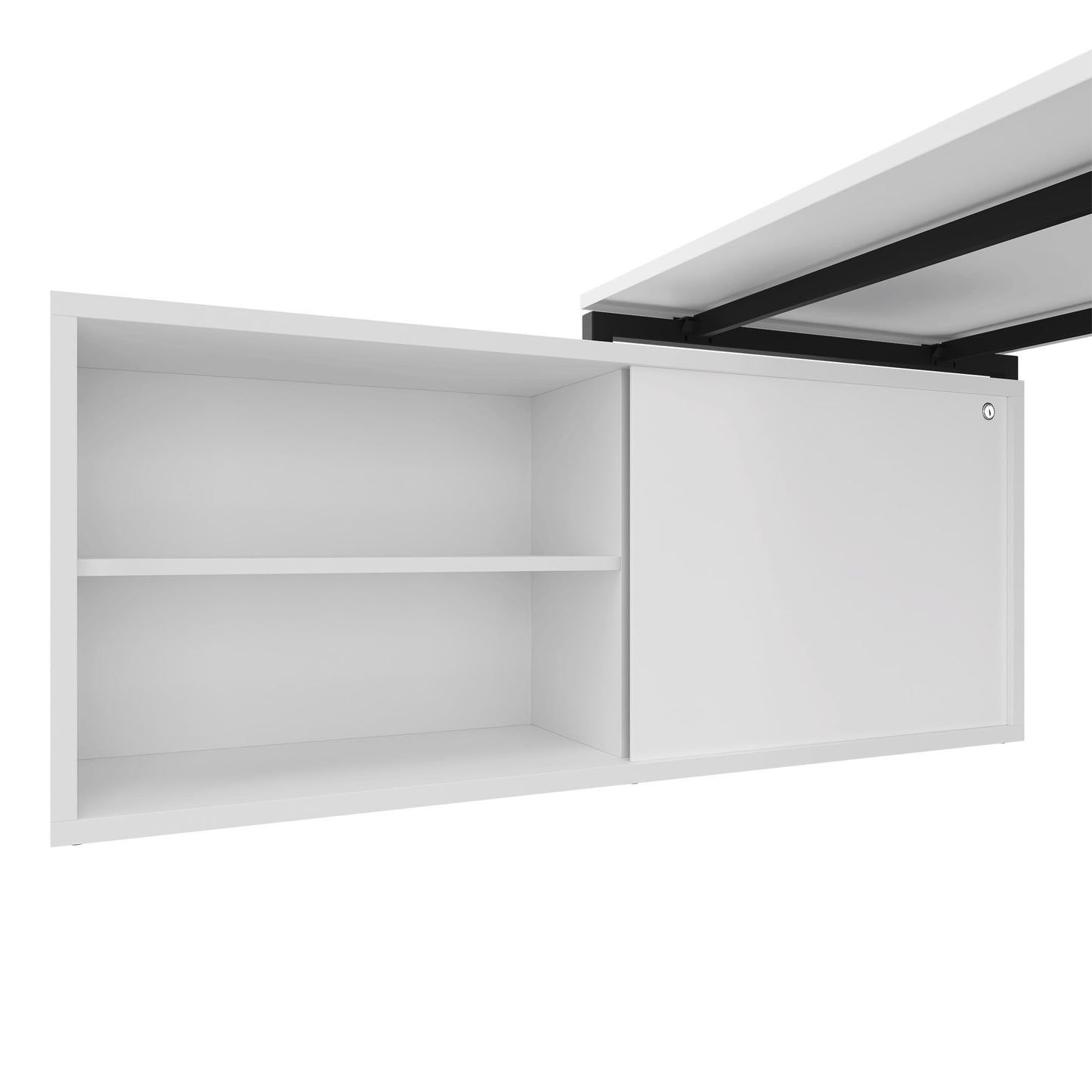 NOVA U Chefschreibtisch mit Lowboard | 2000 x 1382 mm, Weiß