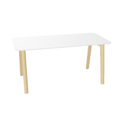 NOVA WOOD Schreibtisch | 1400 - 1800 mm, Massivholz-Gestell, HPL
