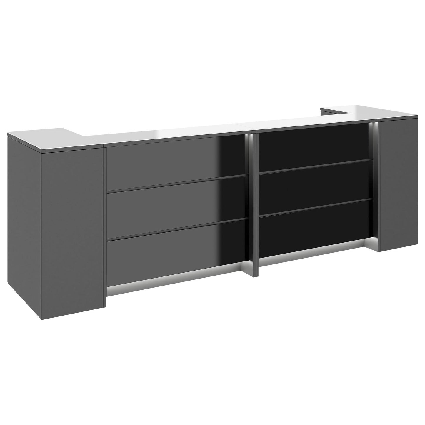 NOVUM Empfangstheke | 3200 - 4000 mm, Multicolor-LED-Beleuchtung, Anthrazit