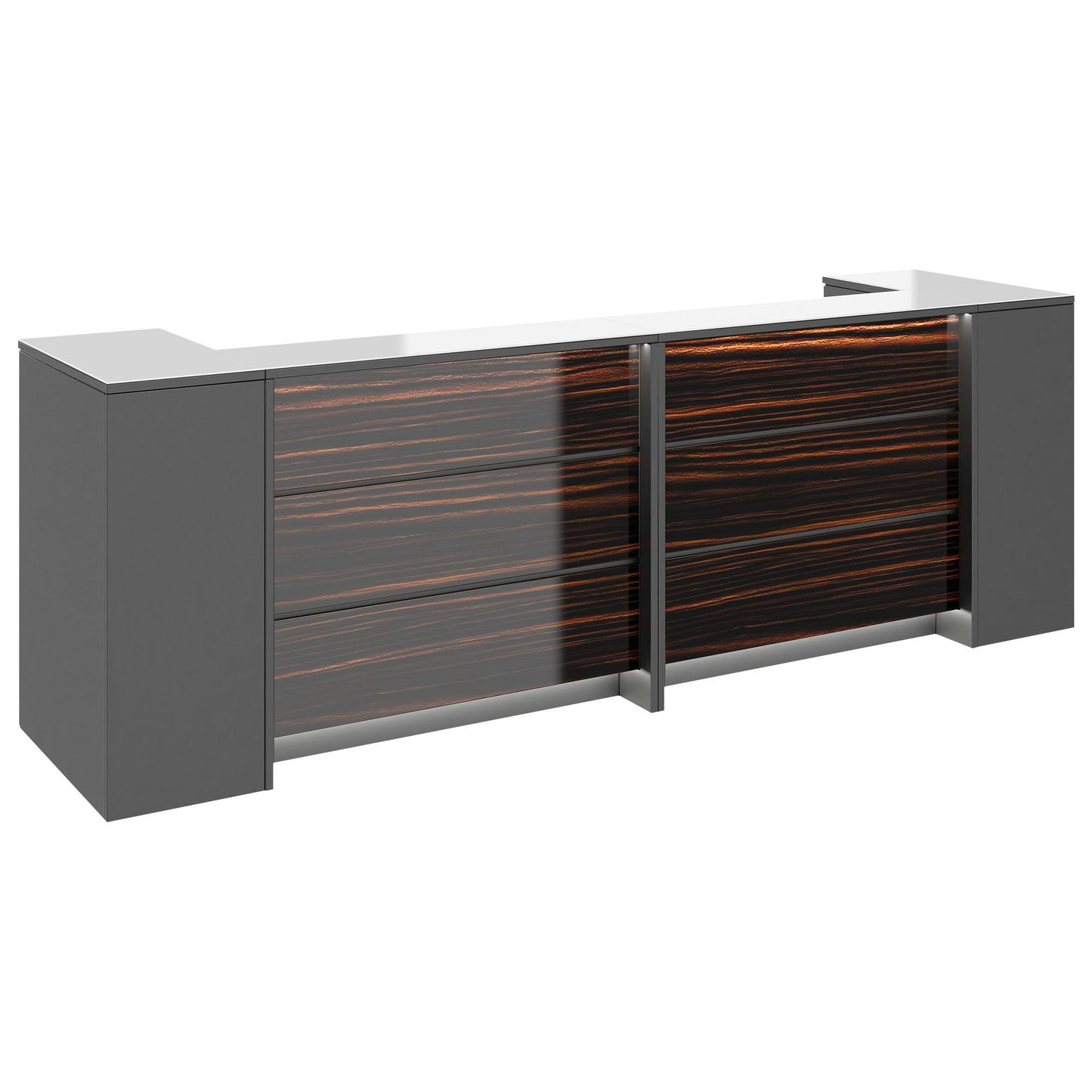 NOVUM Empfangstheke | 3200 - 4000 mm, Multicolor-LED-Beleuchtung, Anthrazit
