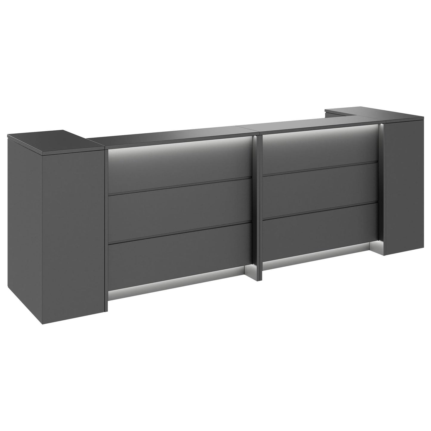 NOVUM Empfangstheke | 3200 - 4000 mm, Multicolor-LED-Beleuchtung, Anthrazit