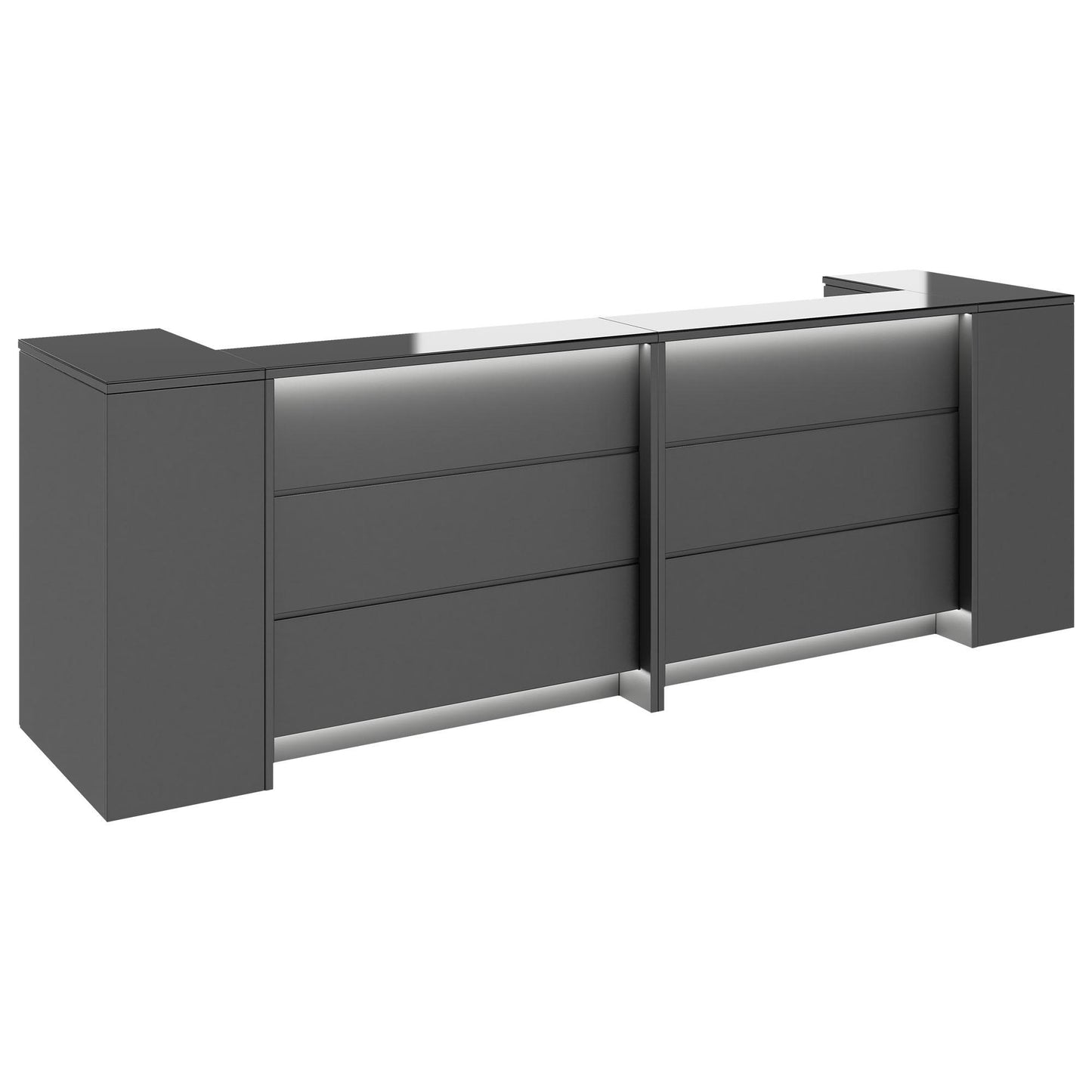 NOVUM Empfangstheke | 3200 - 4000 mm, Multicolor-LED-Beleuchtung, Anthrazit