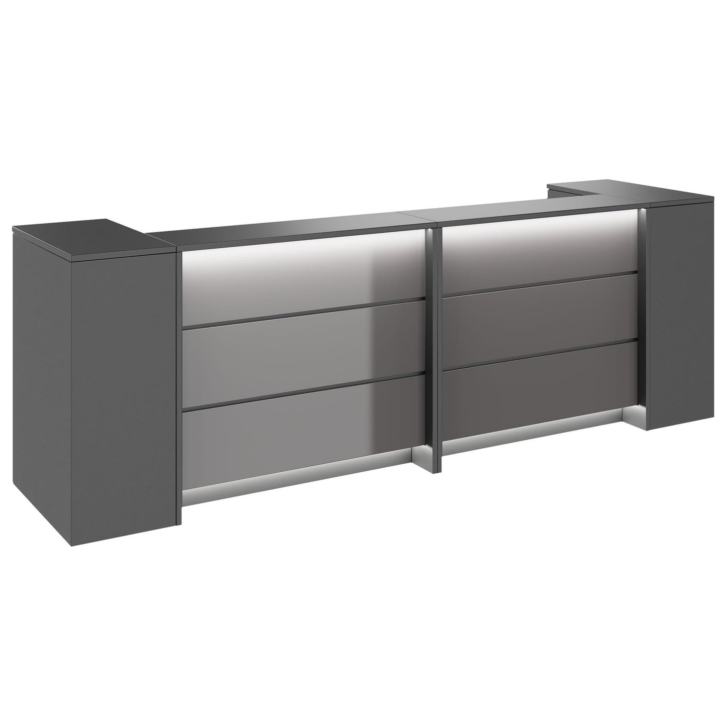 NOVUM Empfangstheke | 3200 - 4000 mm, Multicolor-LED-Beleuchtung, Anthrazit