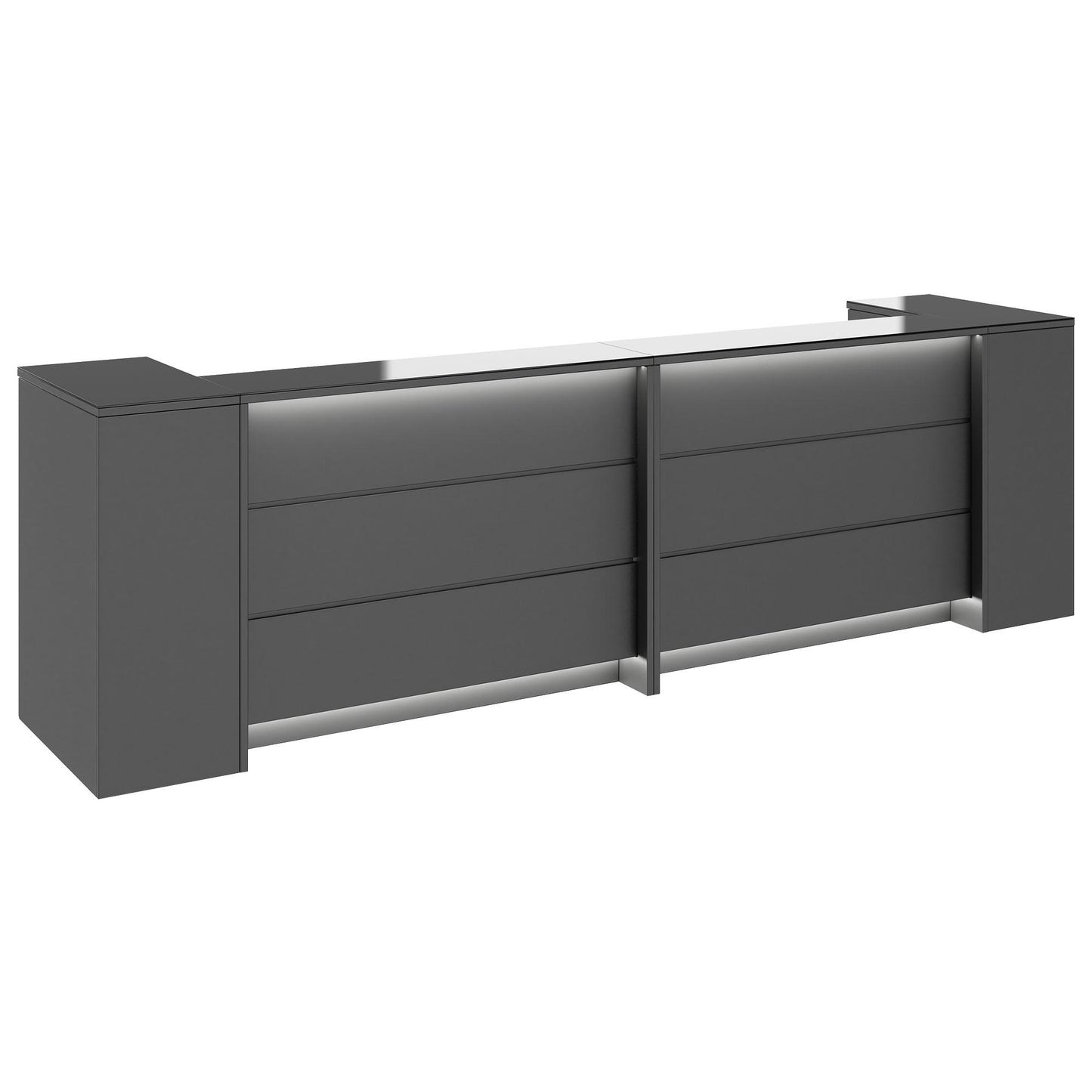 NOVUM Empfangstheke | 3200 - 4000 mm, Multicolor-LED-Beleuchtung, Anthrazit