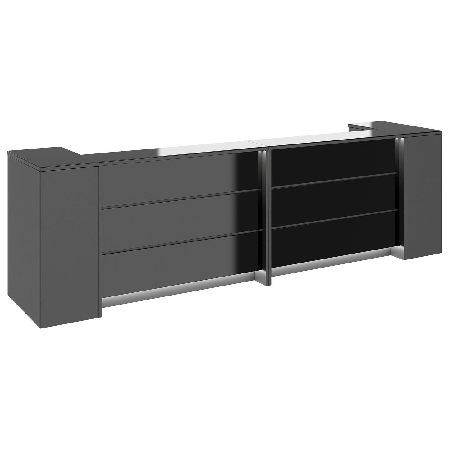 NOVUM Empfangstheke | 3200 - 4000 mm, Multicolor-LED-Beleuchtung, Anthrazit