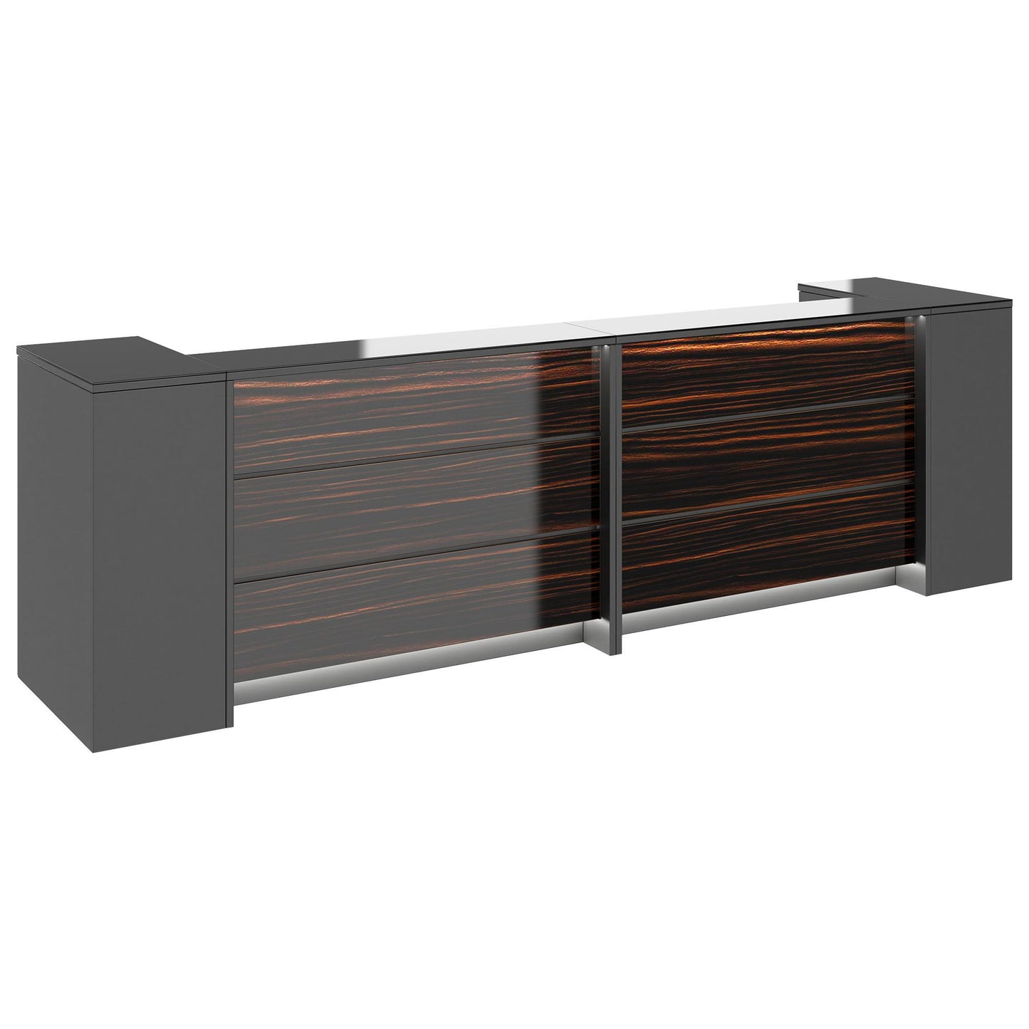 NOVUM Empfangstheke | 3200 - 4000 mm, Multicolor-LED-Beleuchtung, Anthrazit