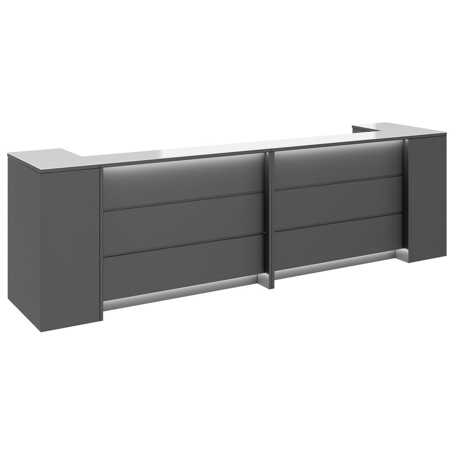 NOVUM Empfangstheke | 3200 - 4000 mm, Multicolor-LED-Beleuchtung, Anthrazit