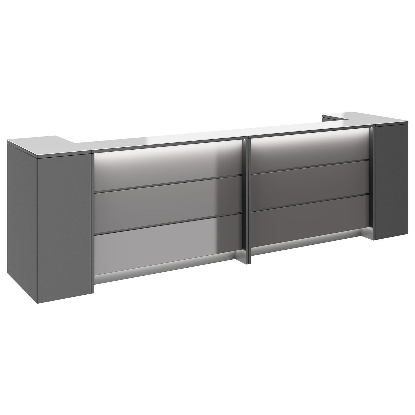 NOVUM Empfangstheke | 3200 - 4000 mm, Multicolor-LED-Beleuchtung, Anthrazit