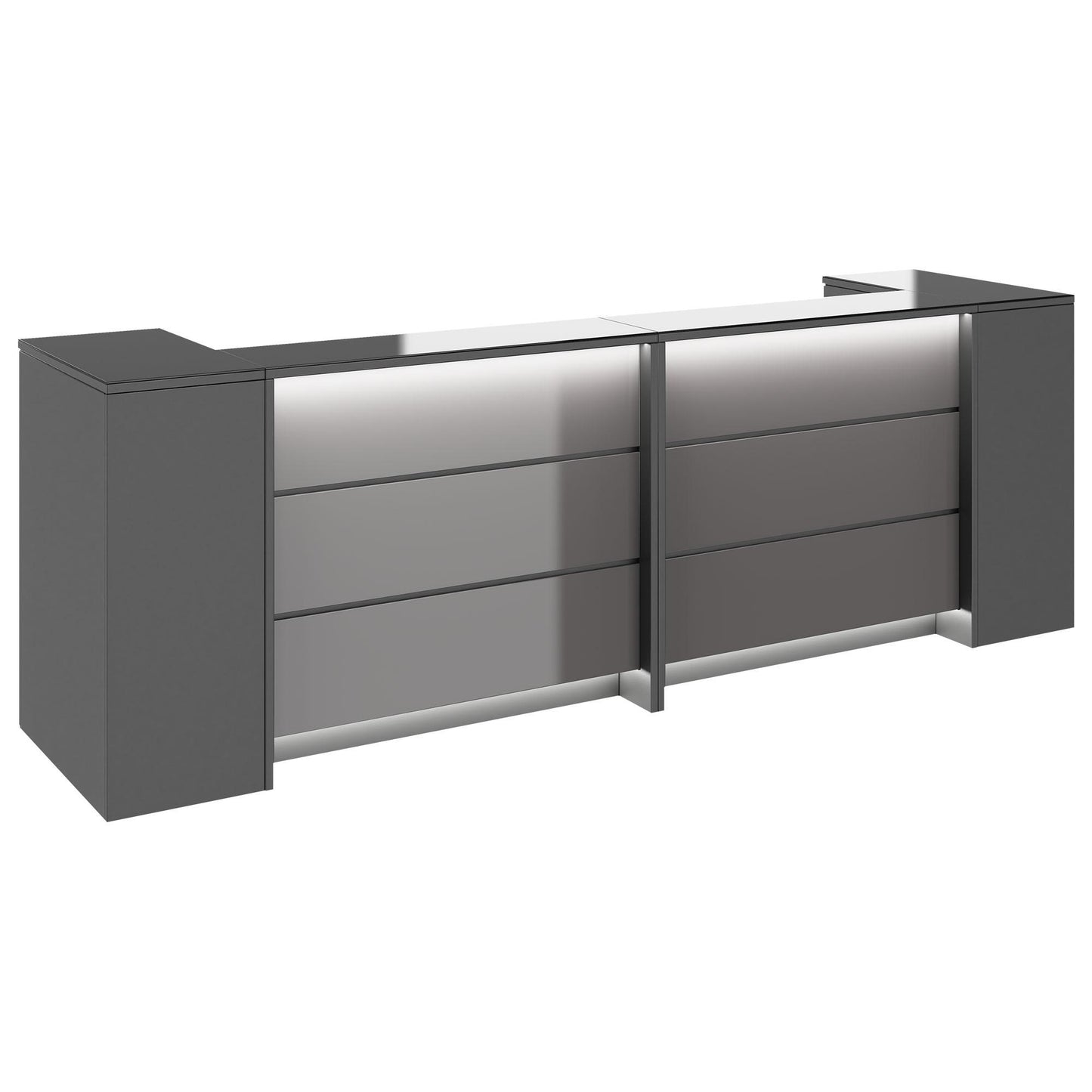 NOVUM Empfangstheke | 3200 - 4000 mm, Multicolor-LED-Beleuchtung, Anthrazit