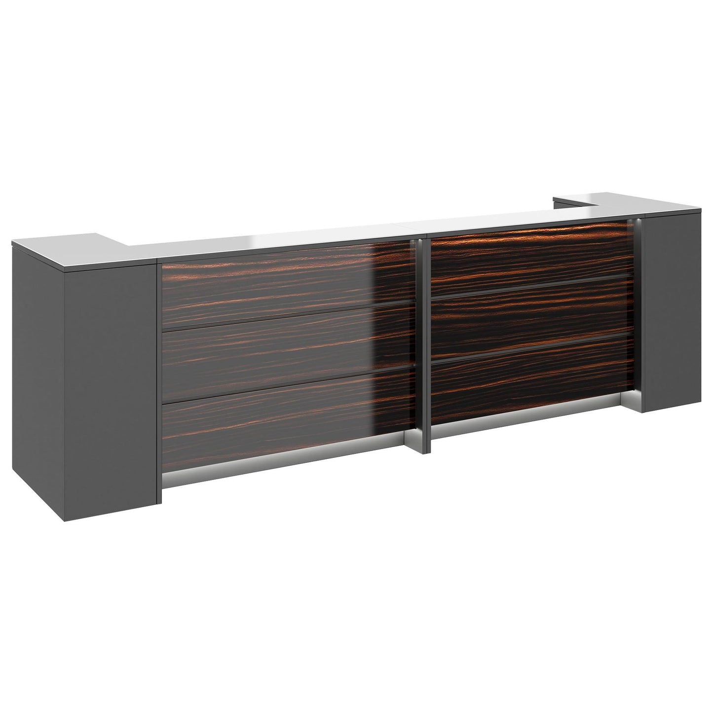 NOVUM Empfangstheke | 3200 - 4000 mm, Multicolor-LED-Beleuchtung, Anthrazit