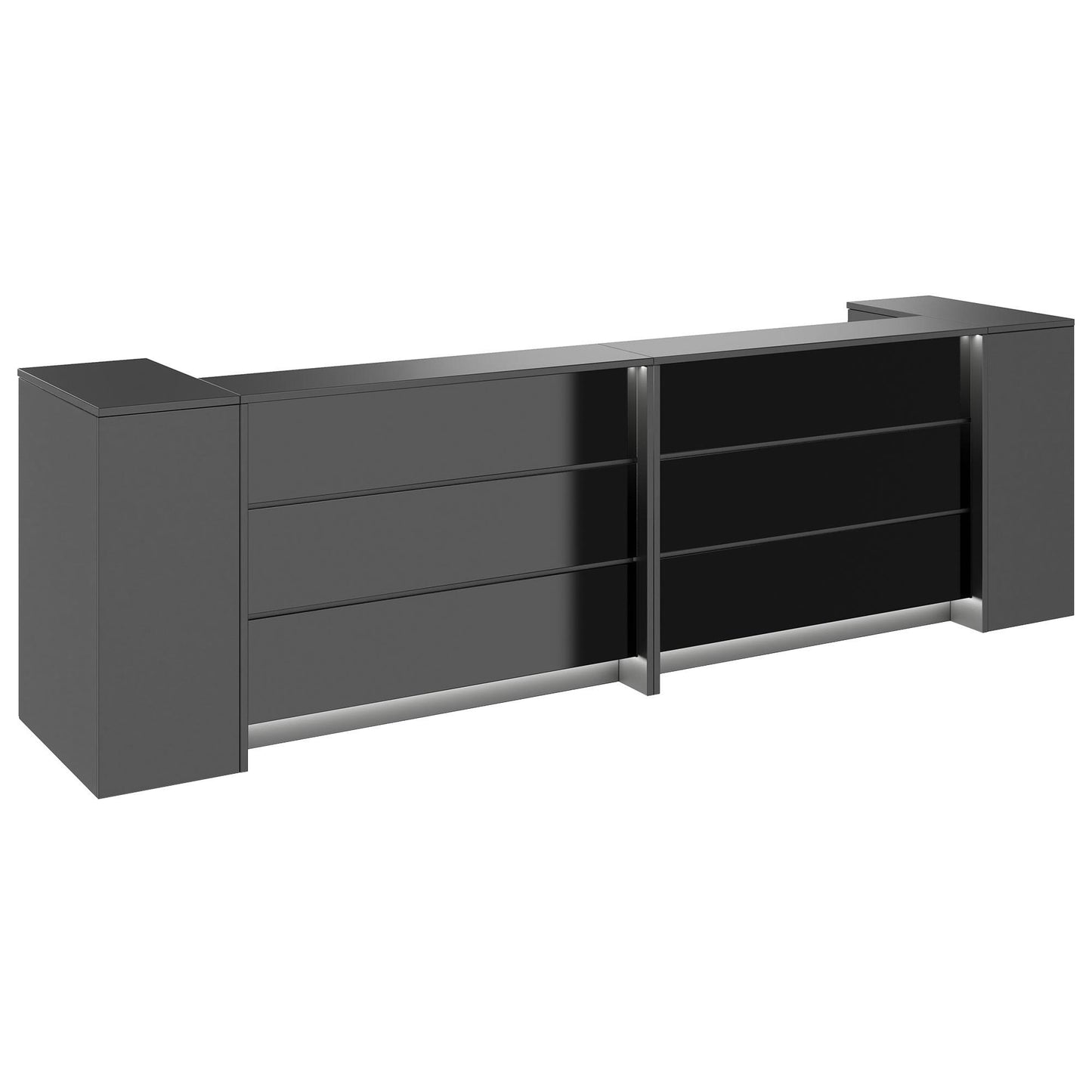 NOVUM Empfangstheke | 3200 - 4000 mm, Multicolor-LED-Beleuchtung, Anthrazit