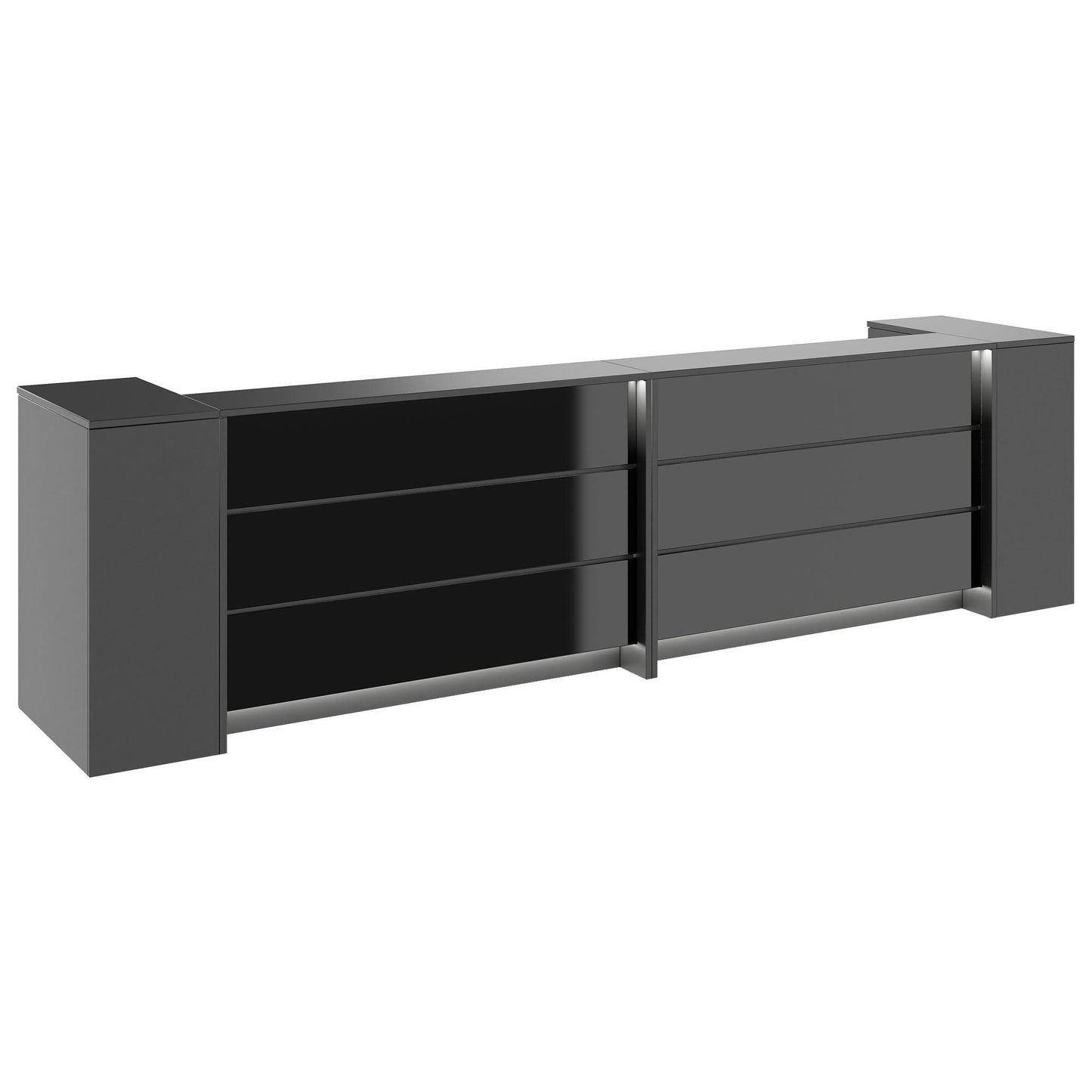 NOVUM Empfangstheke | 3200 - 4000 mm, Multicolor-LED-Beleuchtung, Anthrazit