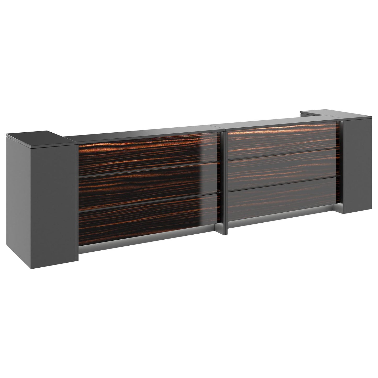 NOVUM Empfangstheke | 3200 - 4000 mm, Multicolor-LED-Beleuchtung, Anthrazit