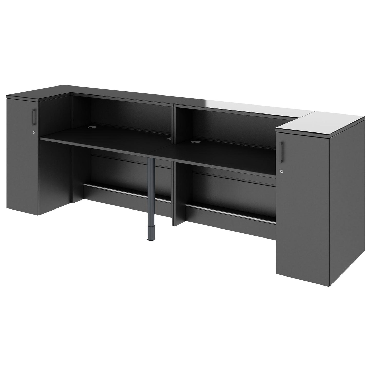 NOVUM Empfangstheke | 3200 - 4000 mm, Multicolor-LED-Beleuchtung, Anthrazit
