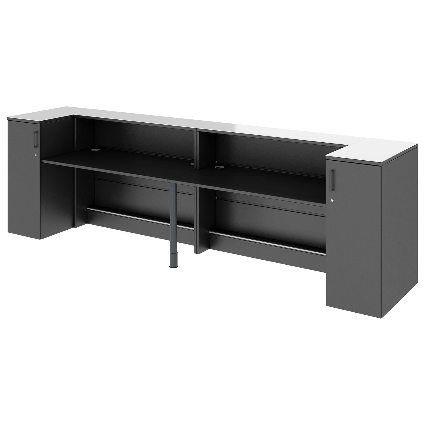 NOVUM Empfangstheke | 3200 - 4000 mm, Multicolor-LED-Beleuchtung, Anthrazit