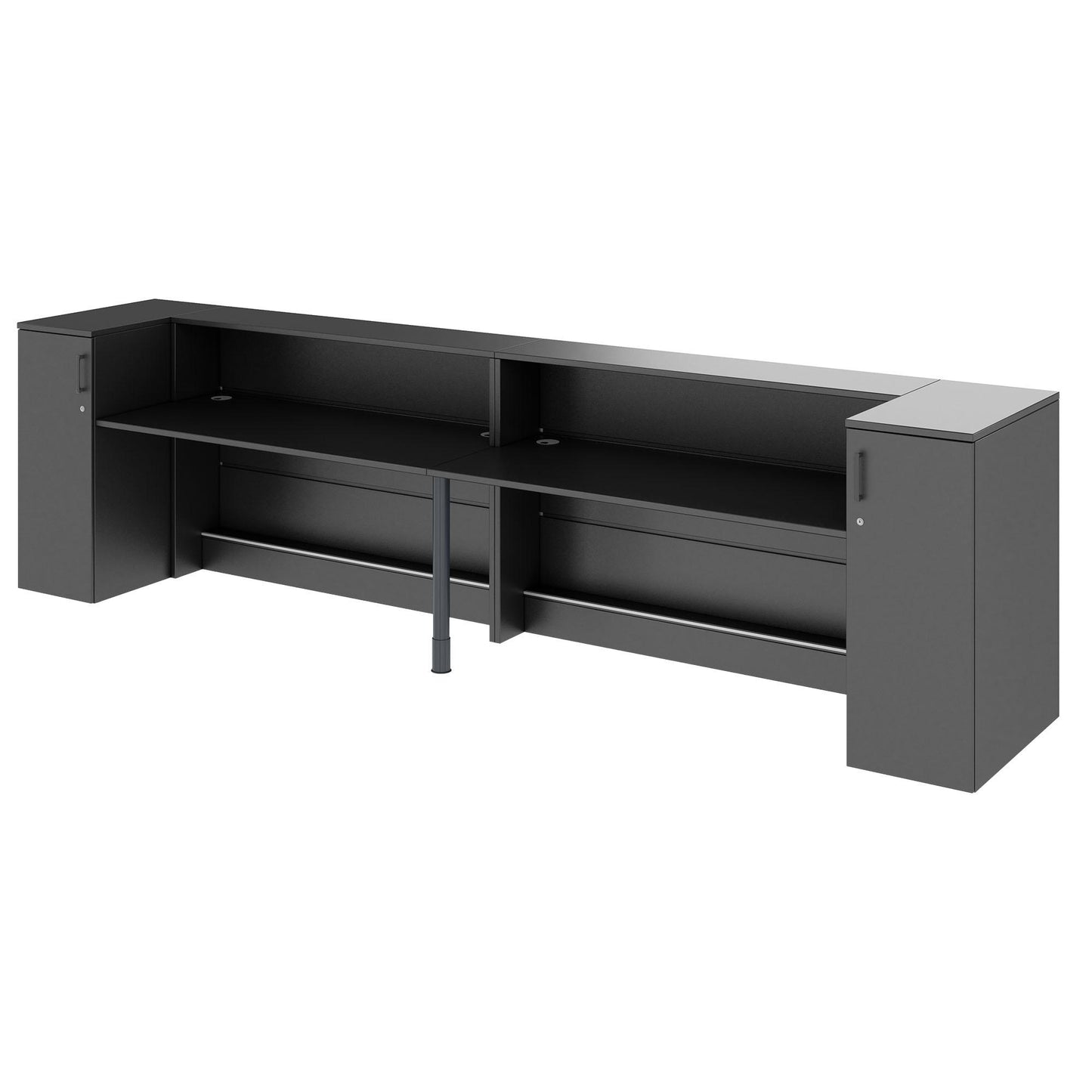 NOVUM Empfangstheke | 3200 - 4000 mm, Multicolor-LED-Beleuchtung, Anthrazit