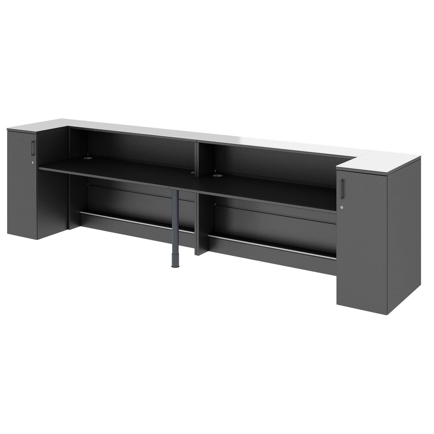 NOVUM Empfangstheke | 3200 - 4000 mm, Multicolor-LED-Beleuchtung, Anthrazit