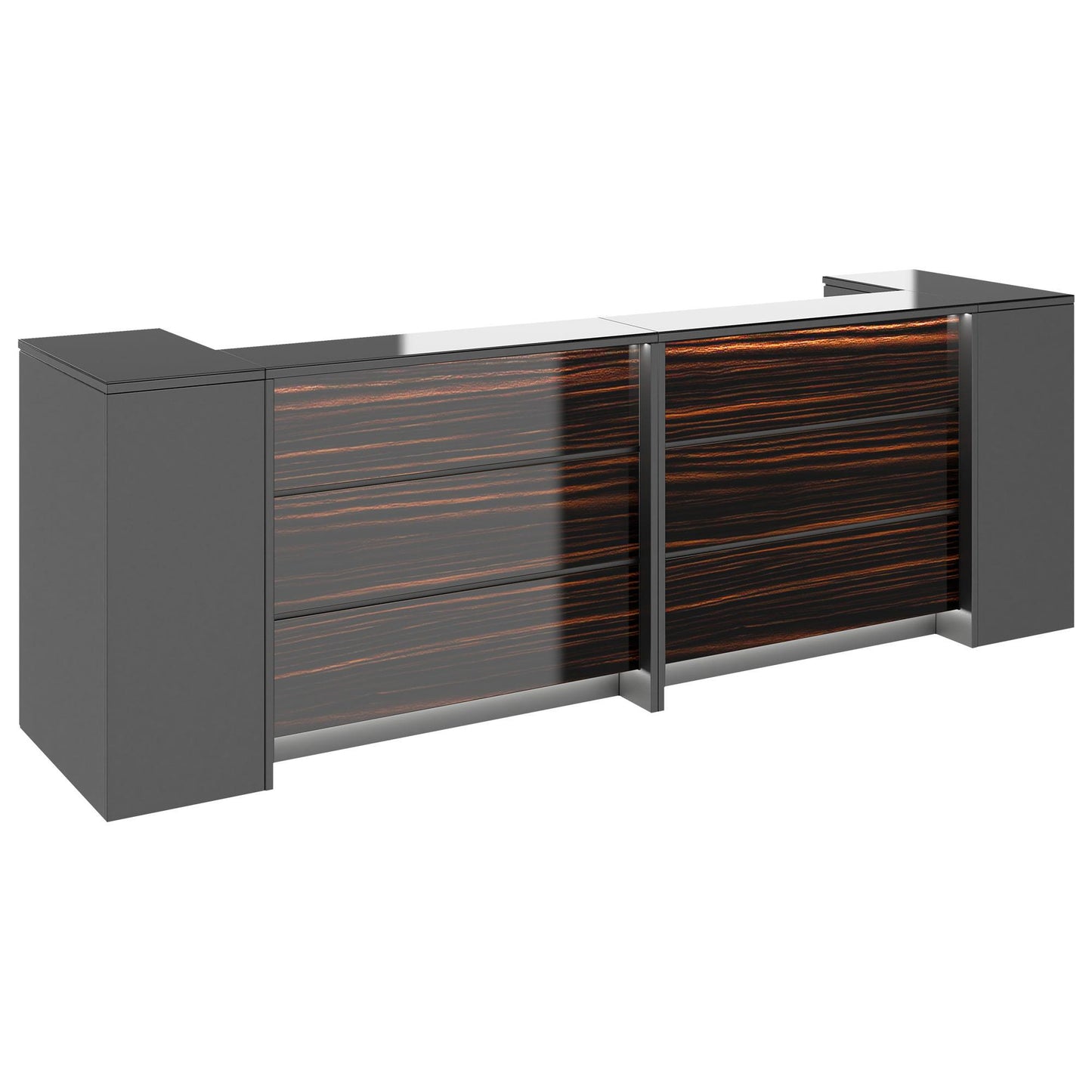 NOVUM Empfangstheke | 3200 - 4000 mm, Multicolor-LED-Beleuchtung, Anthrazit