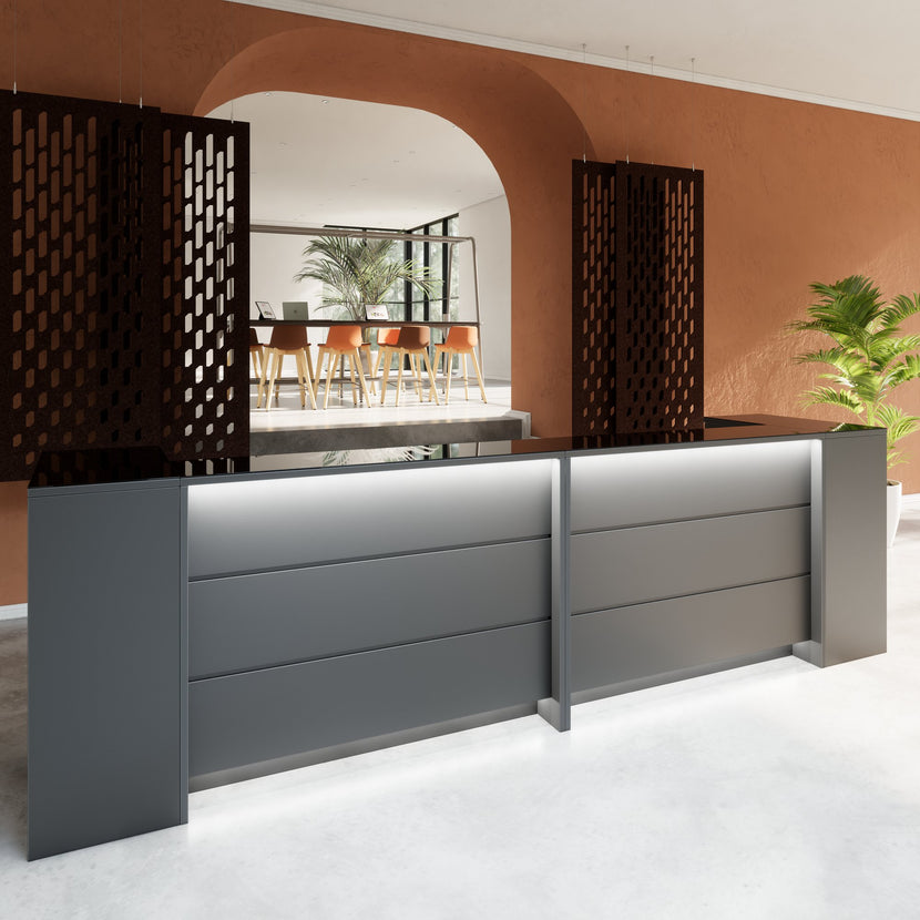 Contatore di accoglienza Novum | 3200-4000 mm, illuminazione a LED multicolore, antracite