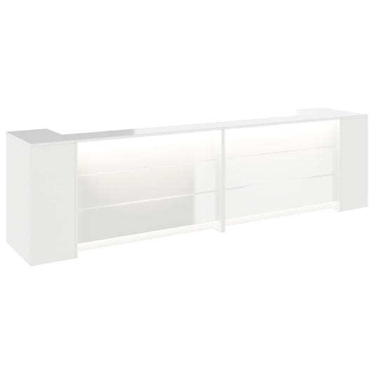 NOVUM Empfangstheke | 3200 - 4000 mm, Multicolor-LED-Beleuchtung, Weiss