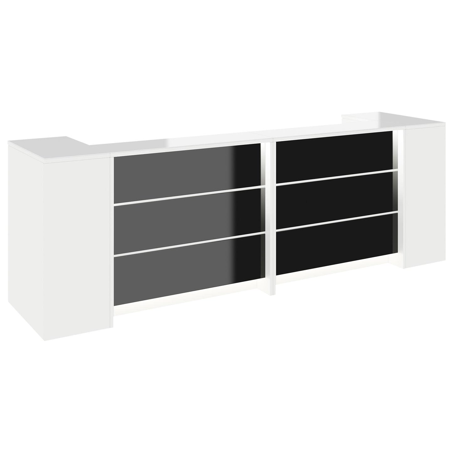 NOVUM Empfangstheke | 3200 - 4000 mm, Multicolor-LED-Beleuchtung, Weiß