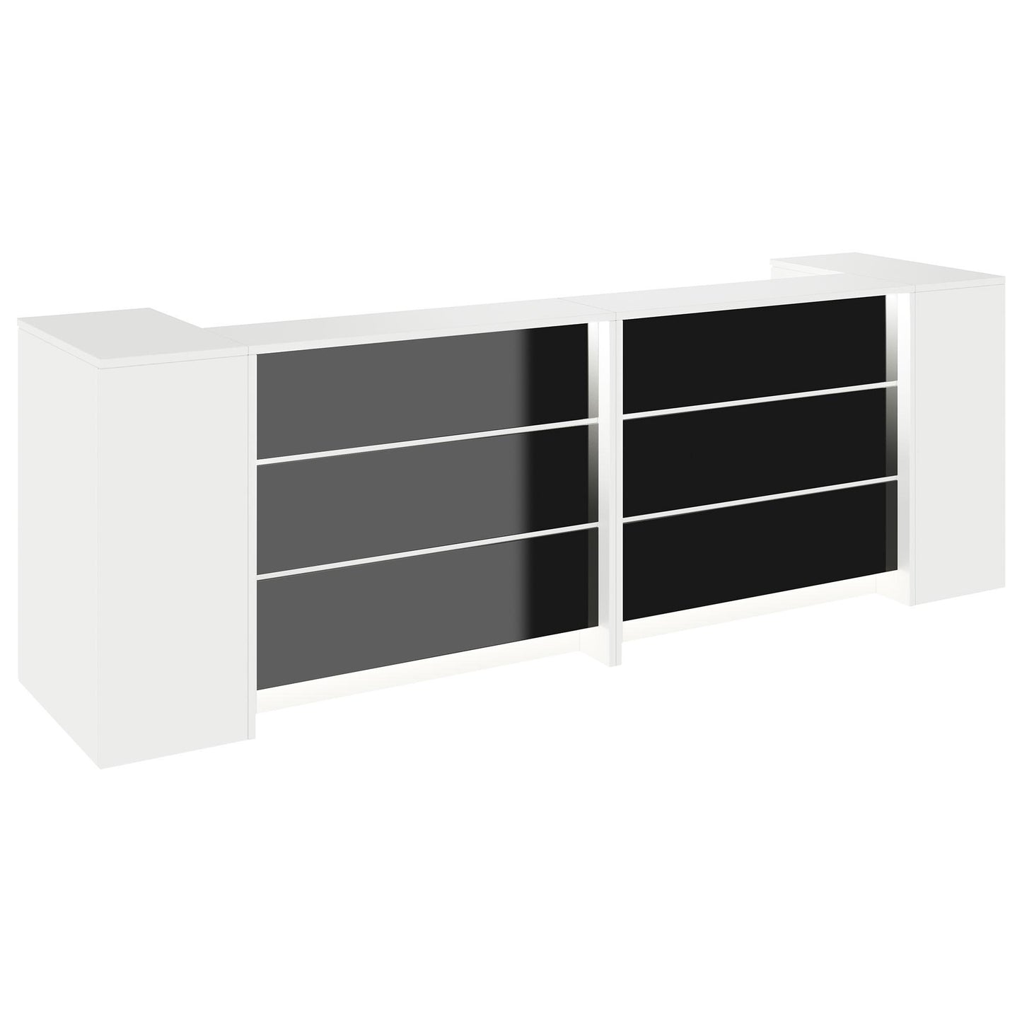 NOVUM Empfangstheke | 3200 - 4000 mm, Multicolor-LED-Beleuchtung, Weiß