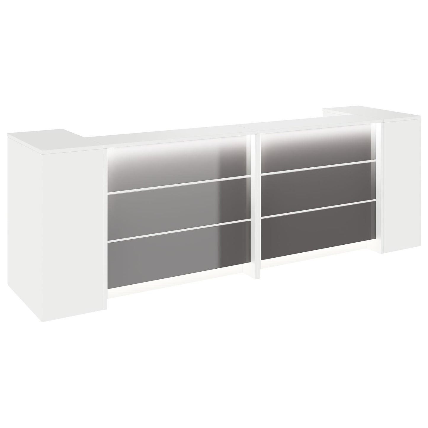 NOVUM Empfangstheke | 3200 - 4000 mm, Multicolor-LED-Beleuchtung, Weiß